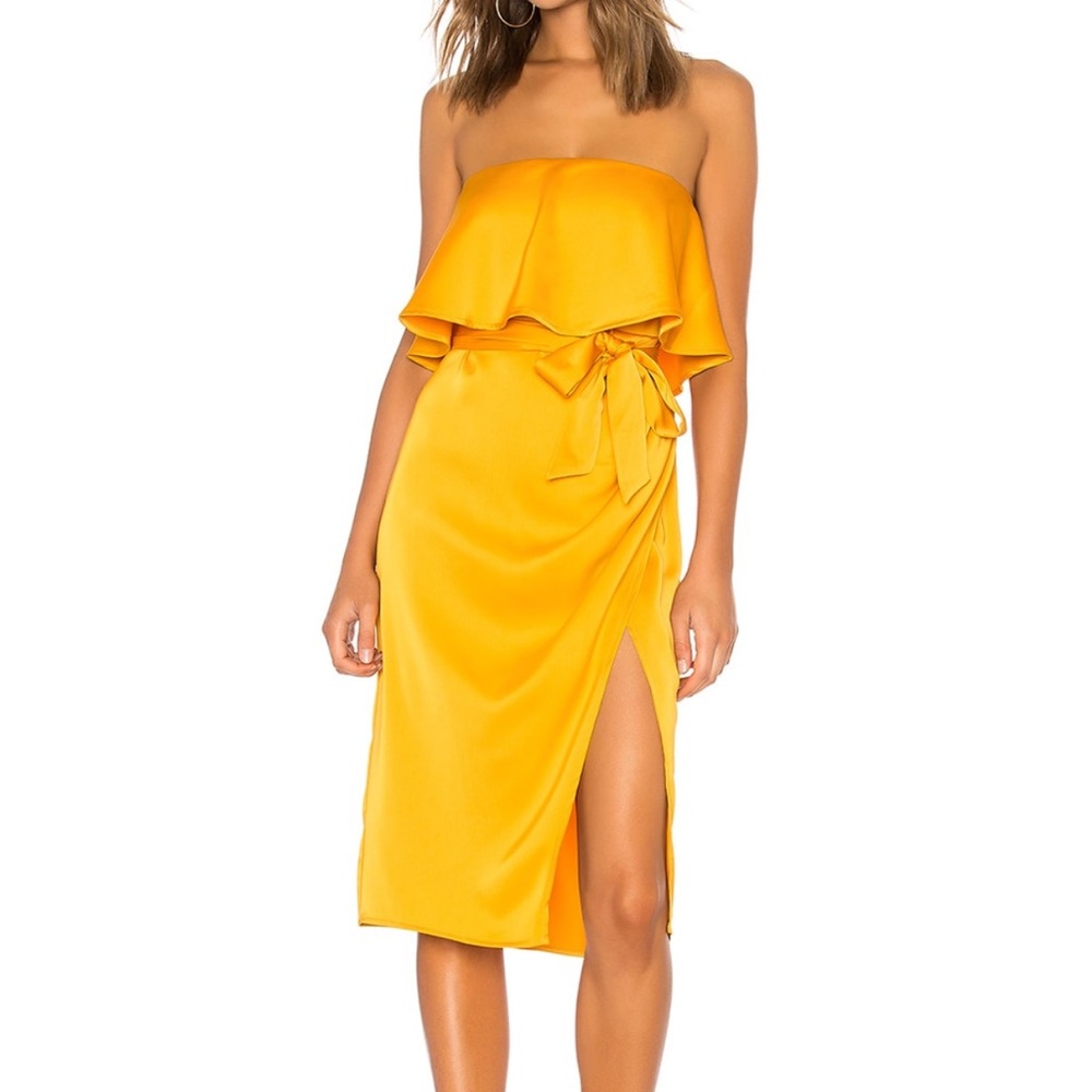 Elegant Strapless Marigold Dress by Lovers + Friends